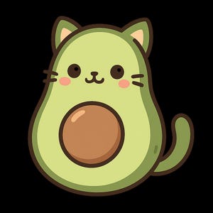 Avocado Katze Kawaii Aufkleber Outdoor UV-beständiger Vinyl Sticker aus Hochwertiger Folie von Orafol Autoaufkleber Laptopaufkleber