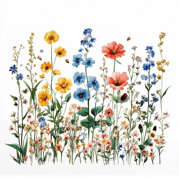 Wildflower Stickers, Car Stickers, Wall Decals, Watercolor Flower