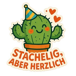 Cactus con cappello da festa – con la scritta "Pungente ma robusto" – Adesivo divertente per auto – resistente alle intemperie – regalo per gli amanti delle piante e dell'umorismo