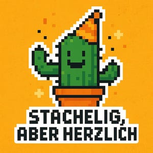 Cactus avec chapeau de fête – avec l'inscription « Piquant mais copieux » – Autocollant de voiture amusant – résistant aux intempéries – cadeau pour les fans de plantes et les amateurs d'humour