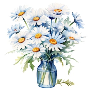2 adesivi a forma di margherita, adesivi ad acquerello con fiori, adesivi da parete, adesivi per auto, decorazioni, regalo per amanti della natura, romantici e amanti dei fiori.