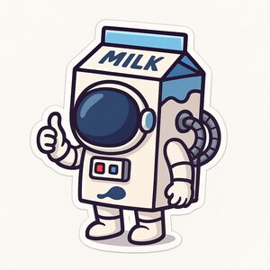 Milk carton as astronaut sticker – funny car sticker – weatherproof, spacey – gift for sci-fi fans, children and milk lovers
