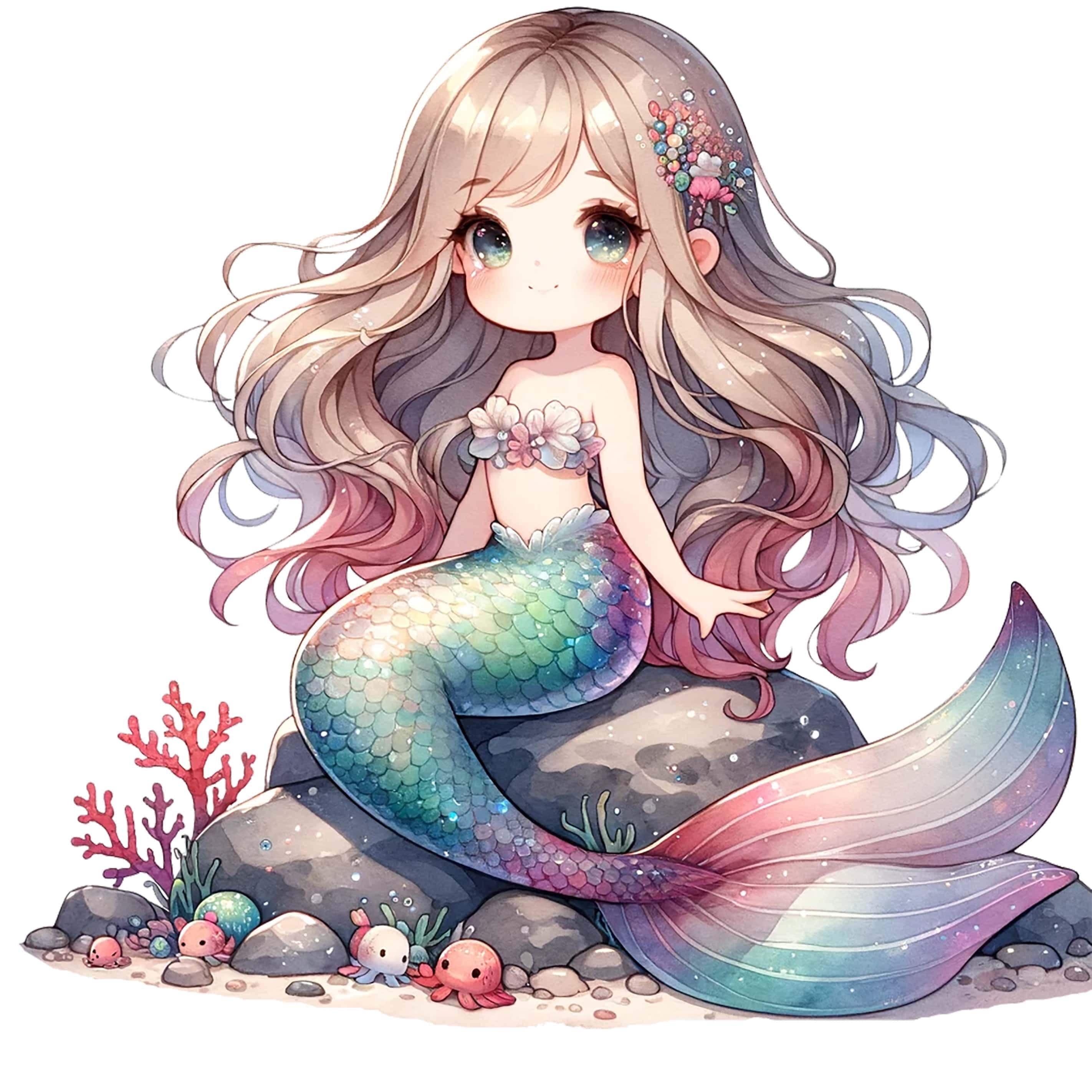 Mermaid sticker watercolor sticker with fantasy motif wall sticker car sticker decoration gift idea children's room fairytale fans sea lovers
