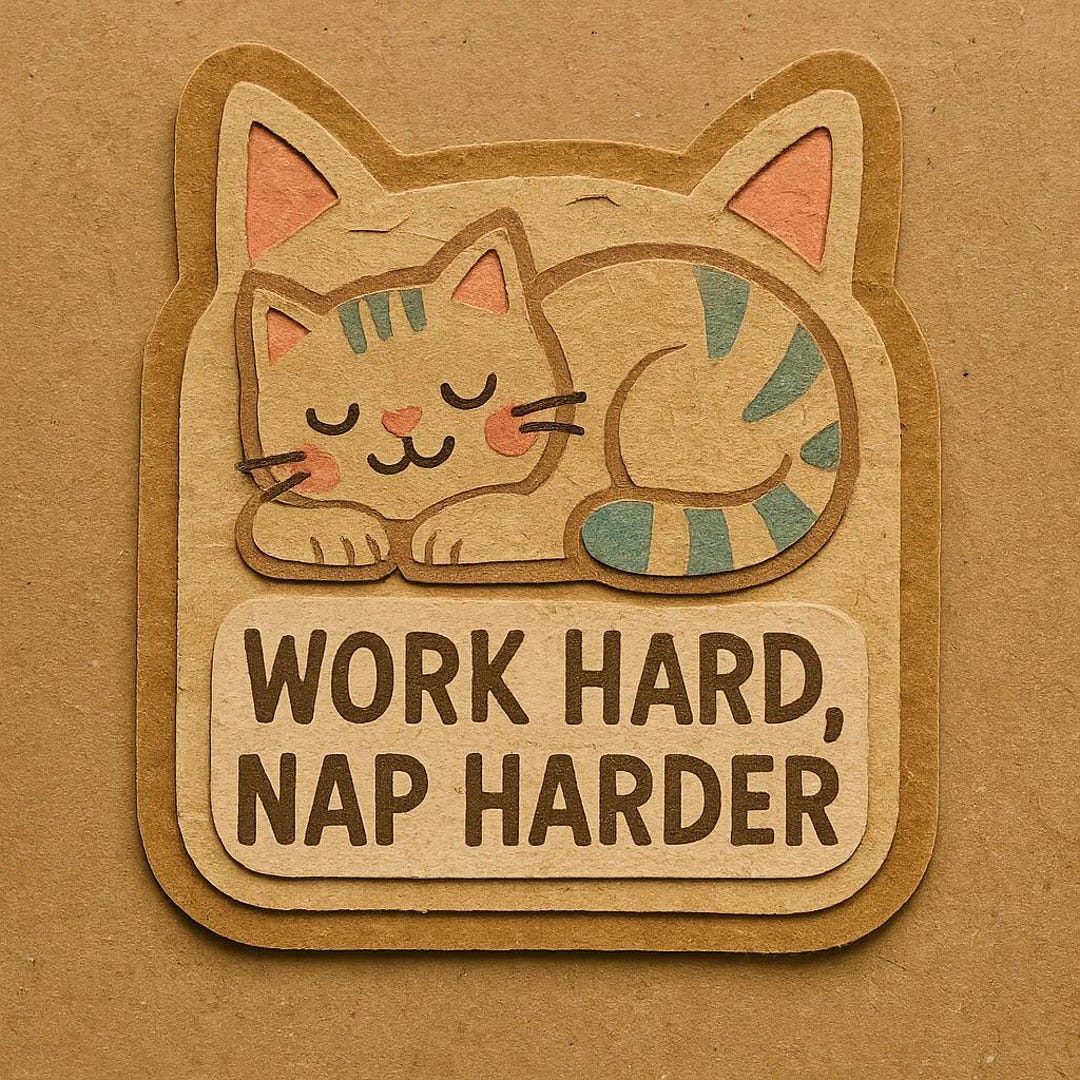 Laptop With Cat Ear Sticker – “work Hard, Nap Harder” – Funny Car ...