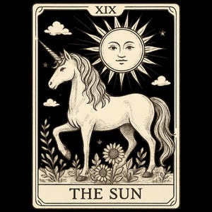 Einhorn als Tarotkarte Aufkleber Outdoor UV-beständiger Vinyl Sticker aus Hochwertiger Folie von Orafol Autoaufkleber Laptopaufkleber