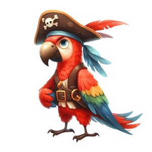 Piraten Papagei Sticker Aufkleber lustiger Vogel Wandtattoo Kinderzimmer Deko Geschenk