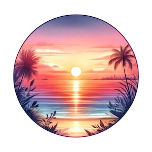 Car Sticker Watercolor Summer Beach – Weatherproof Holiday Sticker for Car Window Laptop – Gift Idea for Beach Lovers & Sun Fans
