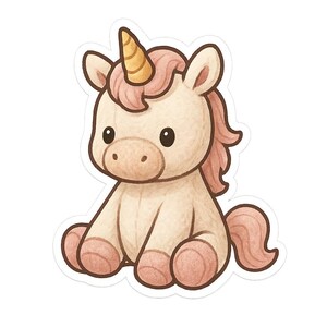 Adesivo di peluche a forma di unicorno, simpatico peluche a forma di fumetto, per laptop, auto e camper, regalo per bambini, appassionati di fantasy e amanti degli unicorni.