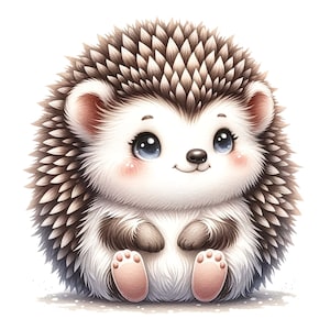 3 pegatinas de erizo feliz, animales de acuarela, impresión digital de dibujos animados lindos
