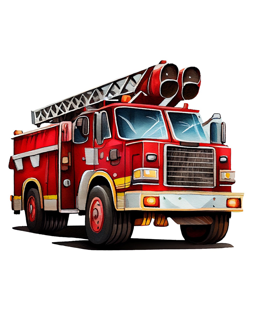 Fire Brigade Sticker – Red Fire Engine as a Sticker for Children in ...