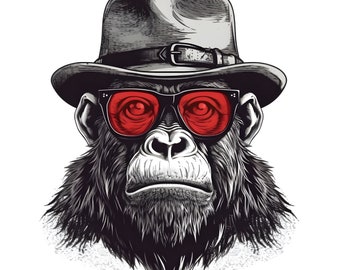 Autoaufkleber Sticker Gorilla mit Hut Aufkleber