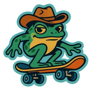 Rana con cappello da cowboy sullo skateboard – Assolutamente fantastico – Divertente adesivo per auto – Resistente alle intemperie – Regalo per gli amanti degli animali e gli amici skater