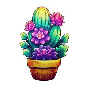 Adesivo da parete con cactus colorato, motivo cactus, decorazione per la stanza, regalo