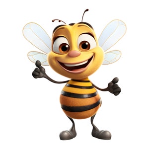 Lustige Biene Sticker – Fröhlicher Cartoon Aufkleber mit süßer Biene und Daumen hoch als Kinderzimmer Deko und Bee Happy Motiv