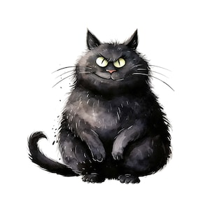 Pegatina de pared con diseño de gato negro gordo y divertido, diseño de animales para coche, regalo para amantes de los gatos, decoración para sala de estar y habitación infantil.