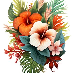 Lot de 2 autocollants aquarelle de fleurs tropicales, vinyle personnalisable pour extérieur