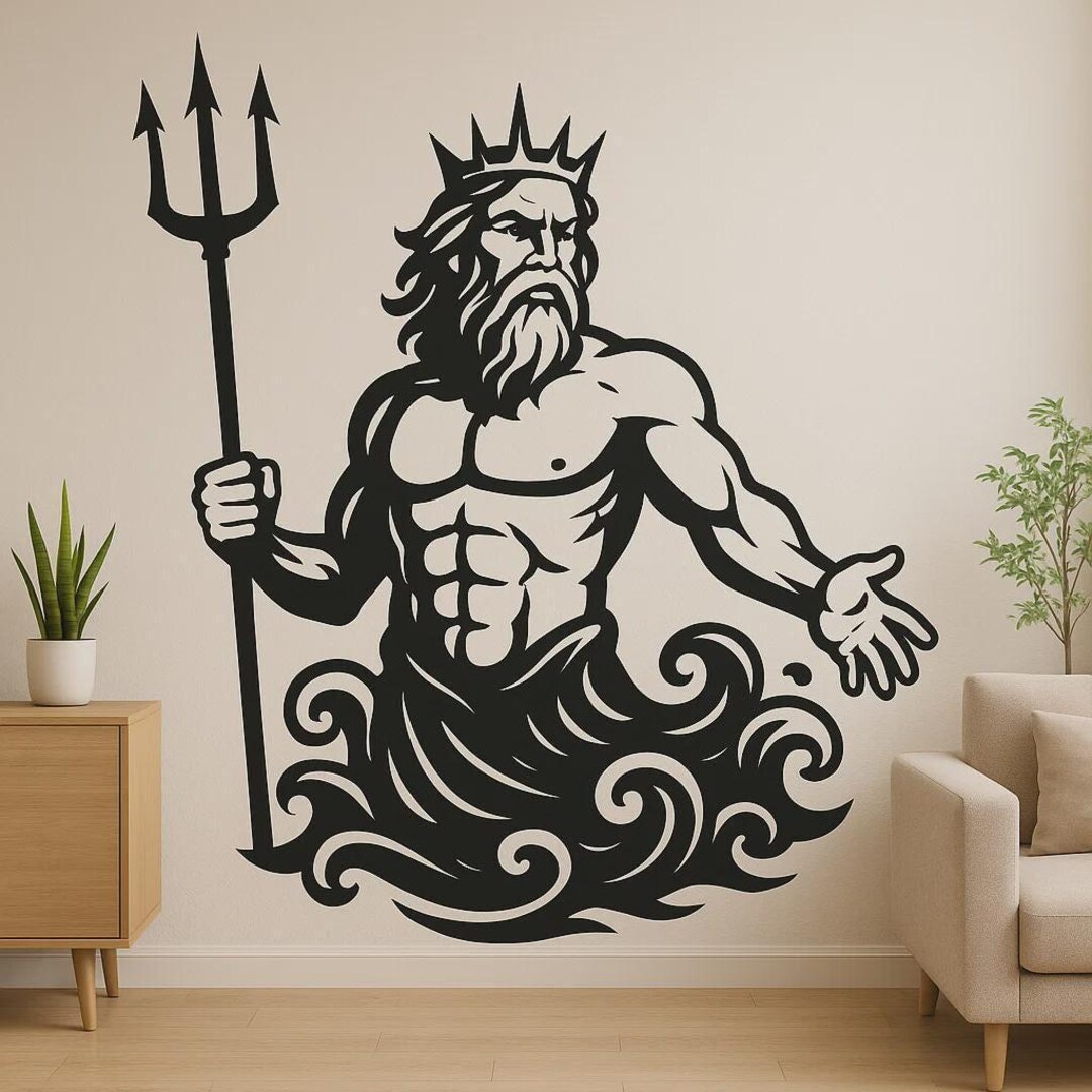 Poseidon Sticker Poseidon Wall Sticker Greek Sea God With Trident as a Decal for Wall ...