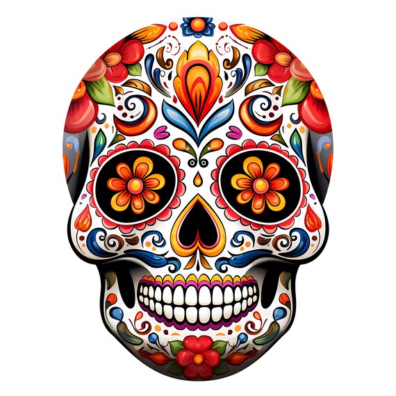 Adesivo teschio con fiori - TenStickers