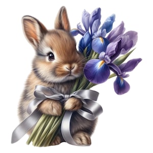 Cute Rabbit with Flowers – Boho Animal Car Sticker – Funny Nature Sticker for Car, Laptop & Decoration