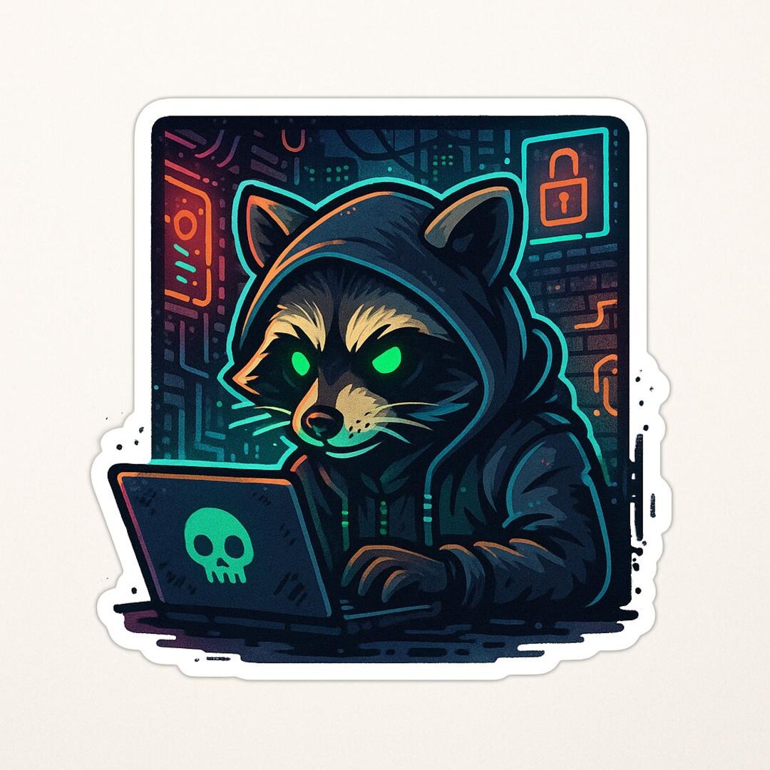 Raccoon as a Hacker in the Cyberpunk Underground Sticker Outdoor Uv ...