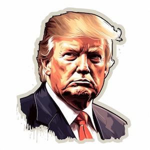 Adesivo di Donald Trump con caricatura, motivo politico divertente, regalo per collezionisti, decorazione per auto, cartone animato Pop Art.