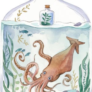 Car sticker sea creatures in bottles watercolor look maritime animal sticker ocean motif car window decoration underwater world gift idea summer
