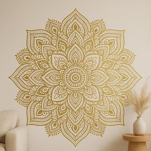 Prachtige gouden mandala muursticker Elegant boho-motief als sticker voor op de muur, camper, laptop, cadeau voor mindfulness