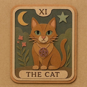 Pegatina del Tarot del Gato | Pegatina de la carta del Tarot del Gato Místico | Diseño Animal Espiritual | Idea de regalo para una bruja nerd