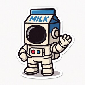 Milk carton as astronaut sticker – funny car sticker – weatherproof, spacey – gift for sci-fi fans, children and milk lovers