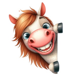 Speels paard in de muuropening sticker – grappige muurtattoo en autosticker voor paardenliefhebbers