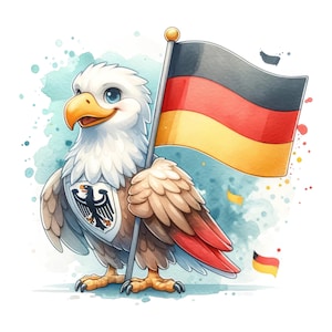 Germany Eagle Sticker with Flag | German Coat of Arms Sticker | Country Fan Merchandise for Car & Laptop
