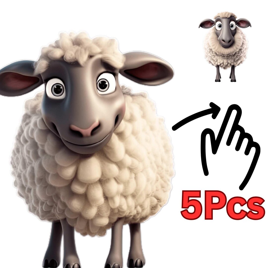 Cute Cartoon Sheep Stickers, 5 Different Designs | 9x9 to 120x120 Cm ...