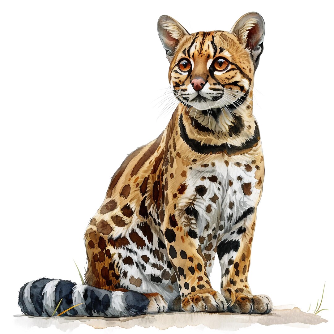 4X Ocelot Sticker Set, 4 Pieces, Watercolor Car Stickers, Wildcat ...