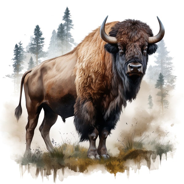 Autoaufkleber Sticker Bison Aquarell Aufkleber Wetterfester Outdoor Vinyl