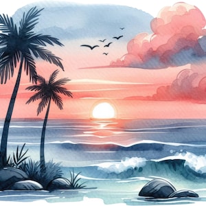 View of the blue beach car sticker dreamlike sea view sticker for car window laptop holiday decoration sticker for motorhome fans