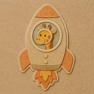 Jirafa con casco espacial en cohete – Divertida pegatina de dibujos animados – Resistente a la intemperie – Regalo para amantes de los animales, el espacio y el humor