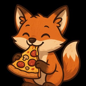 Adesivo per esterni con volpe che mangia pizza, adesivo in vinile resistente ai raggi UV, realizzato con pellicola di alta qualità Orafol, adesivo per auto, adesivo per laptop