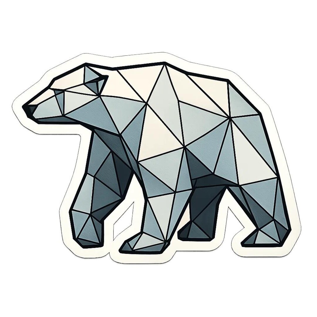 Polar Bear Geometry Sticker – Modern Animal Motif in Geometric Style ...
