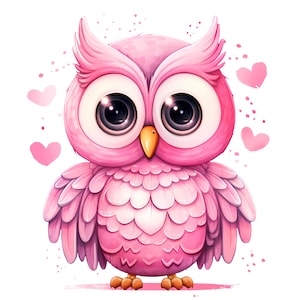 Naklejka Pink Owl – Słodka różowa sowa Naklejka samochodowa i ścienna do pokoju dziecięcego, dekoracja kawaii