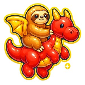 Sloth floating on a kite – Funny cartoon sticker – weatherproof – Gift for animal, leisure & humor fans