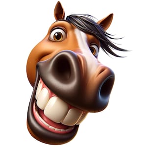 Laughing horse face wall sticker, funny horse mural, decorative horse poster, horse art, wall decoration, humorous animal motif