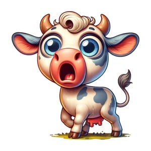 Lustiger Kuh Autoaufkleber, Exaggerated Funny Cow Sticker, Kuh Cartoon Aufkleber