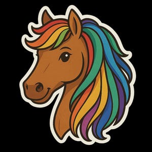 Pegatina de caballo colorida para portátil, pegatina de melena de arcoíris, decoración de animales de cómic, regalo para cuaderno, accesorios para niños y niñas