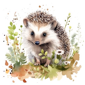 Glücklicher Igel Aufkleber Aquarell Tier Sticker Niedlich Cartoon Digitaldruck