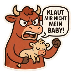 Adesivo mucca arrabbiata – “Non rubare il mio bambino” – Mucca madre protettiva in versione cartone animato – Adesivo per auto resistente alle intemperie per gli amanti degli animali