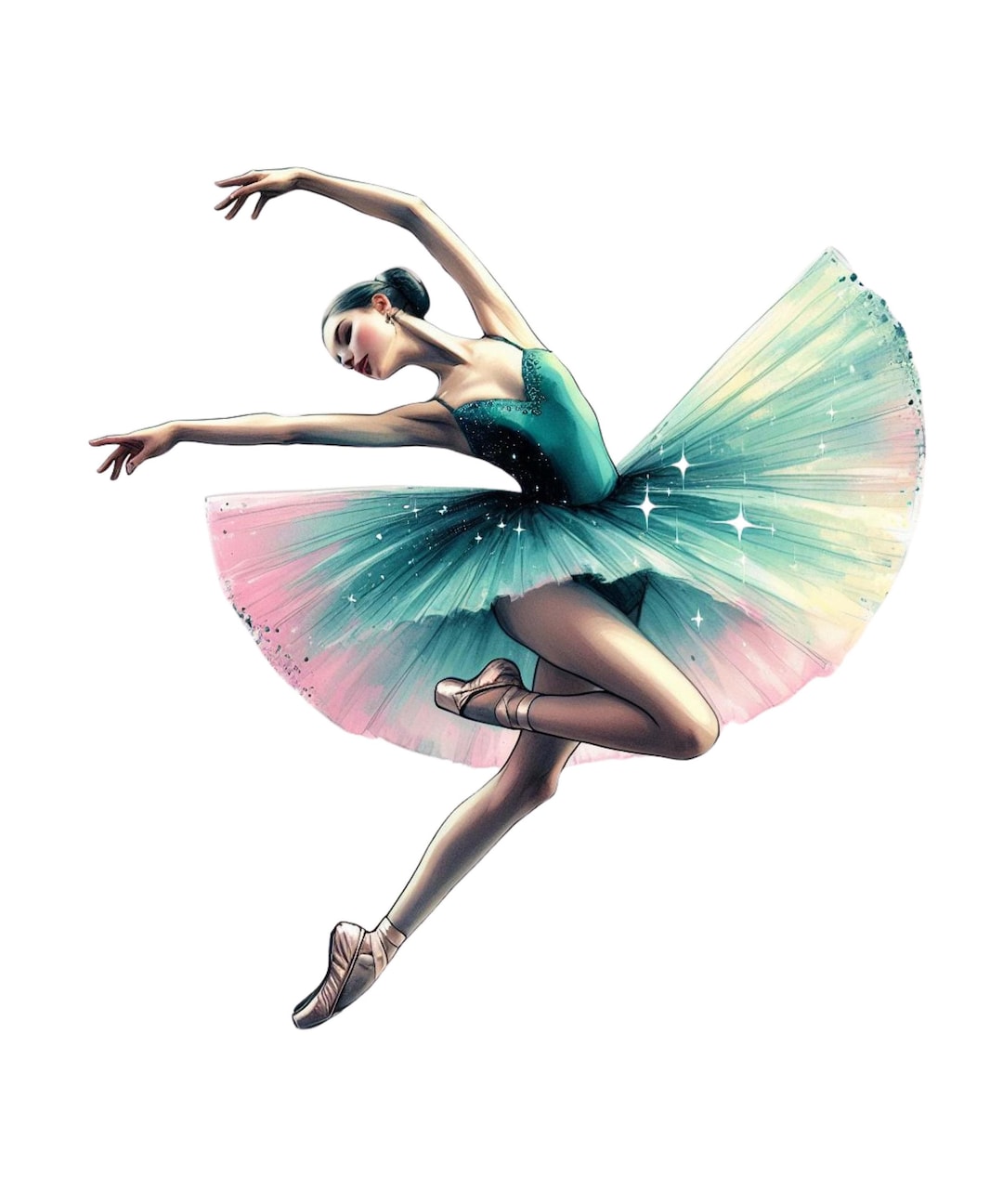Ballet Dancer Sticker Watercolor Sticker With Dance Motif Wall Sticker ...