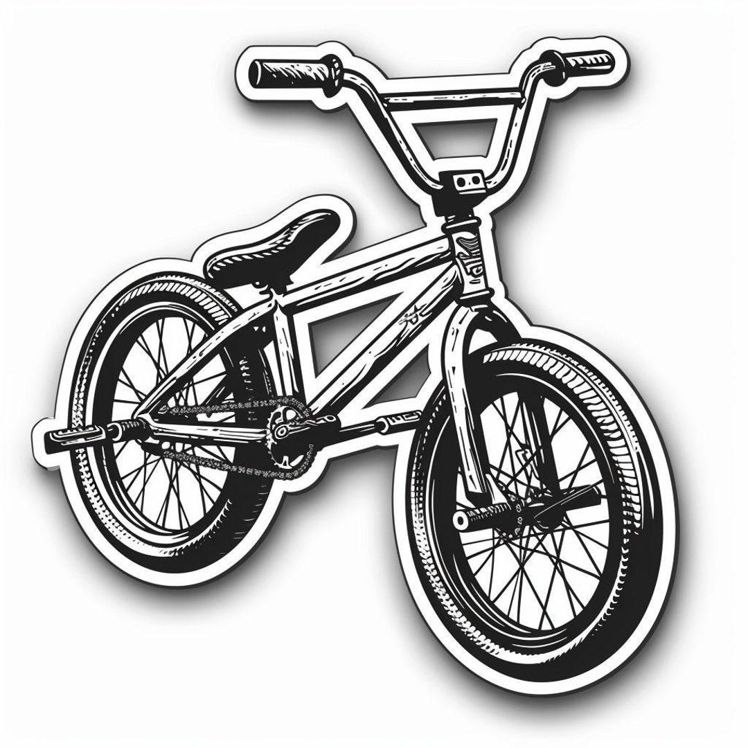 BMX Bicycle Sticker Black White Sticker in Sporty Design for Car Laptop ...