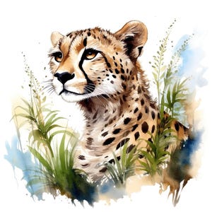 Gepard Sticker Aquarell Aufkleber mit Wildkatzenmotiv Wandtattoo Autoaufkleber Deko Geschenkidee für Tierfreunde Safari Fans Natur Liebhaber