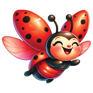 Bonita pegatina de mariquita, pegatina de dibujos animados, escarabajo de la suerte, decoración infantil, pegatina de pared, pegatina de coche, idea de regalo para amantes de los insectos, habitaciones felices.