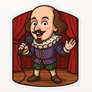 Adesivo Shakespeare con microfono – Adesivo divertente per auto – Resistente alle intemperie, poetico – Regalo per appassionati di letteratura, rapper e amici del palcoscenico